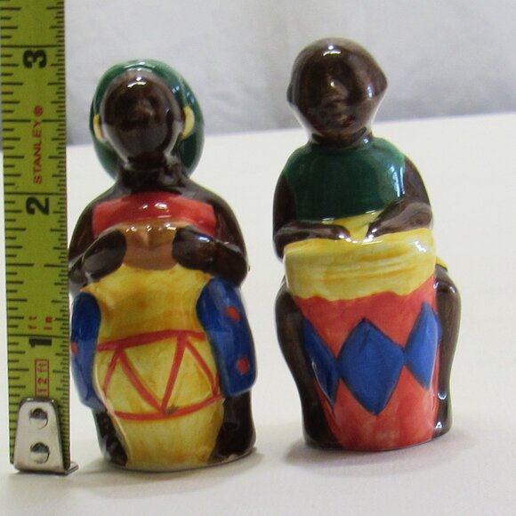Avon African Black Caribbean Dancers Drummers Salt & Pepper Shakers Ceramic - Picture 10 of 10